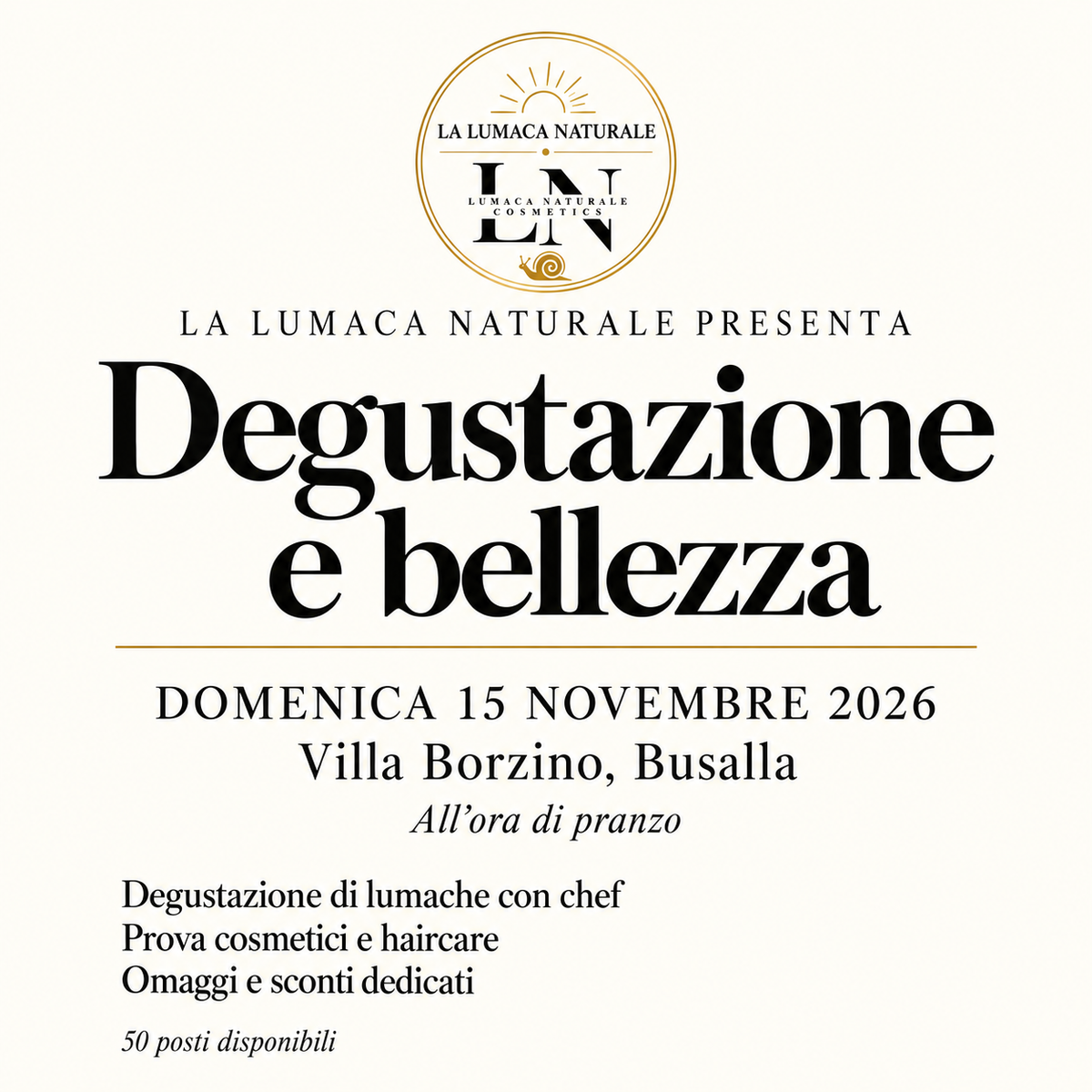 Biglietto evento LaLumacaNaturale Villa Borzino 15 Novembre